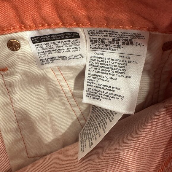LEVI'S 501 Original Button Fly Cuffed Hem Denim Short Size 30 Salmon Pink - Picture 5 of 5